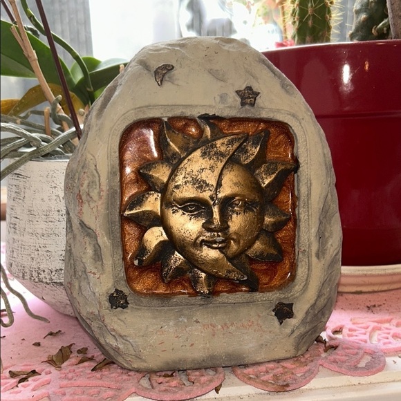 None Other - Sun and Moon Stone Celestial Decor Stone Rock